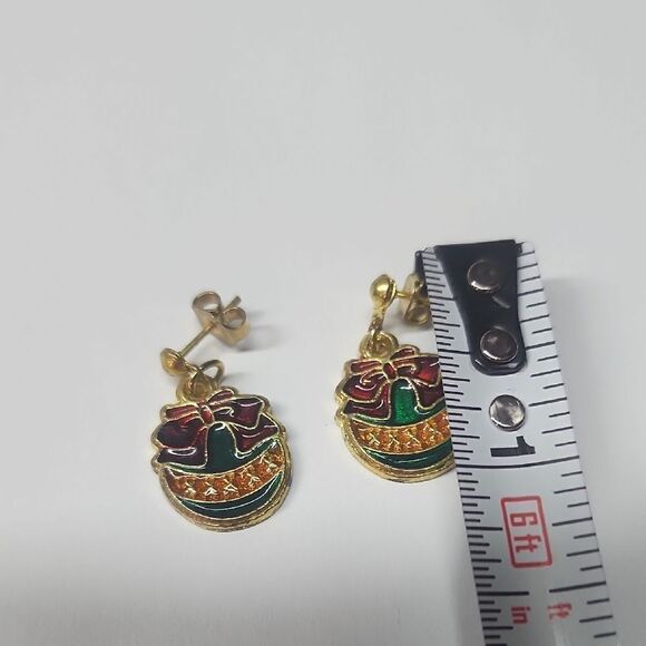 Elegant Multicolor Ornament Bow Earrings - Picture 3 of 4